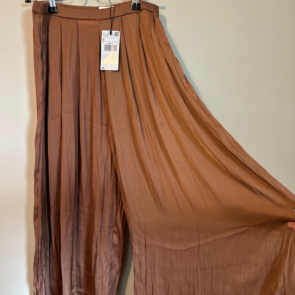 Mango Satin-Look Elastic Waist Wide-Leg Pants in Terracotta - Picture 5 of 5